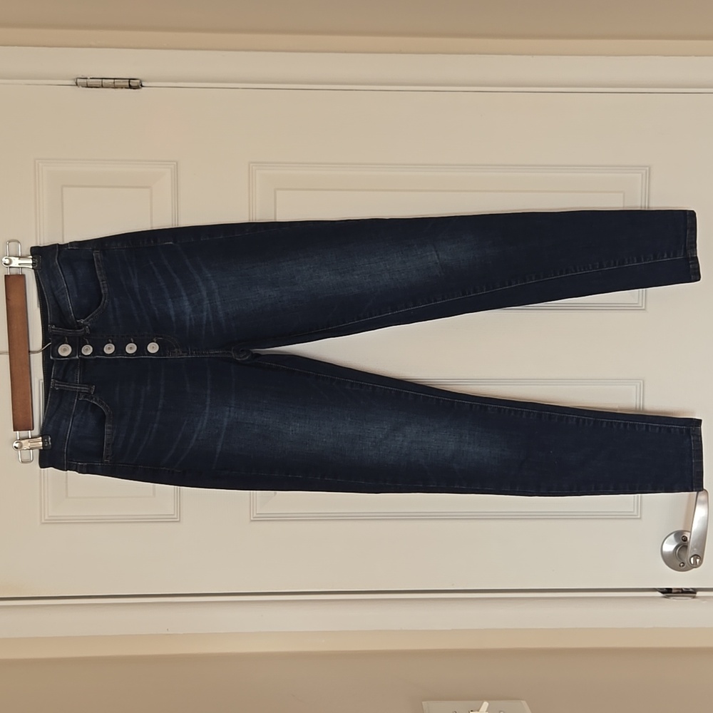 SO Super High Rise Button Fly Jegging Jeans Dark Wash Size 27 - Picture 3 of 17